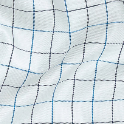 Premium Gradient Blues and White Checkered Dobby Cotton Shirting Detail