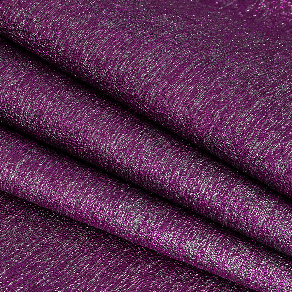 Metallic Magenta and Silver Crackle Luxury Brocade Detail