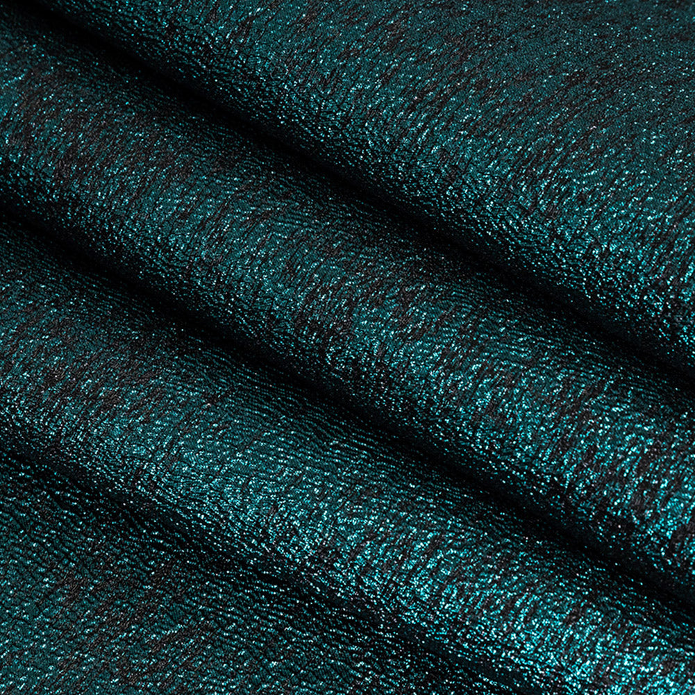 Metallic Teal and Wine Crackle Luxury Brocade Detail