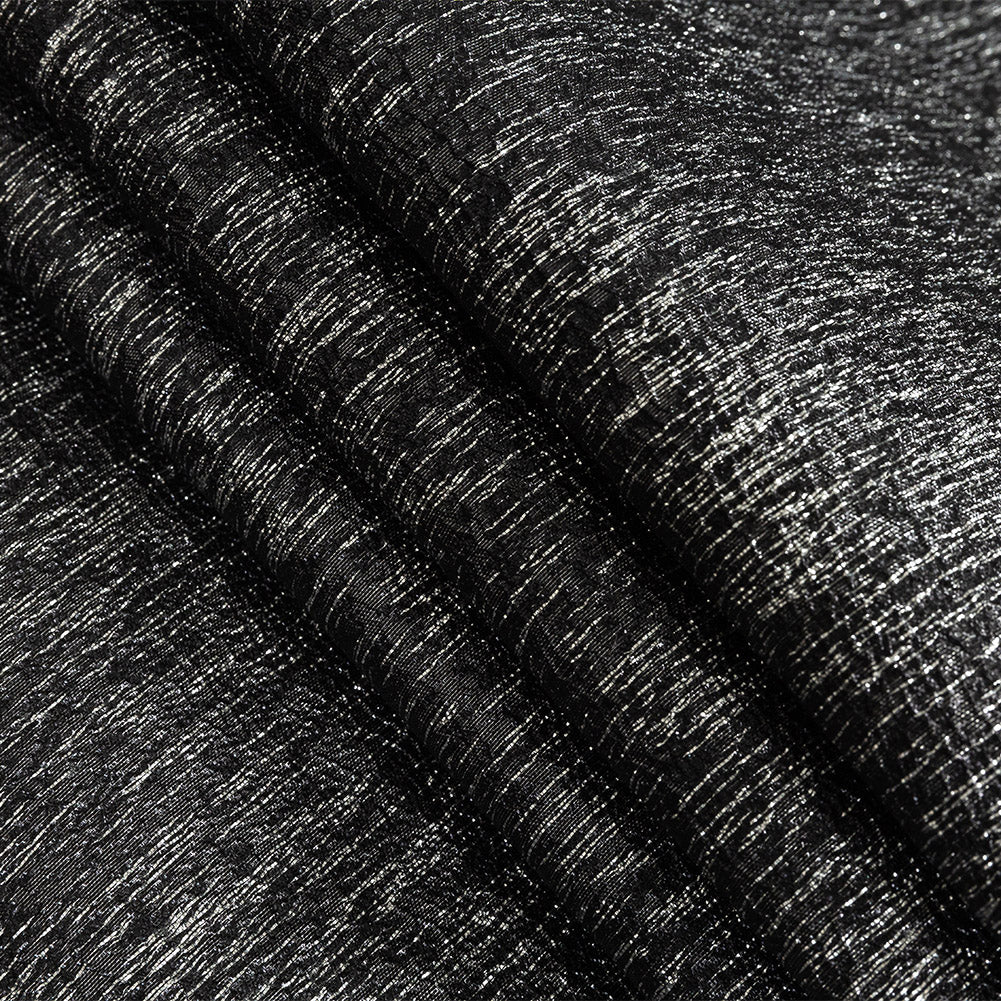 Metallic Black and Silver Crackle Luxury Brocade Detail