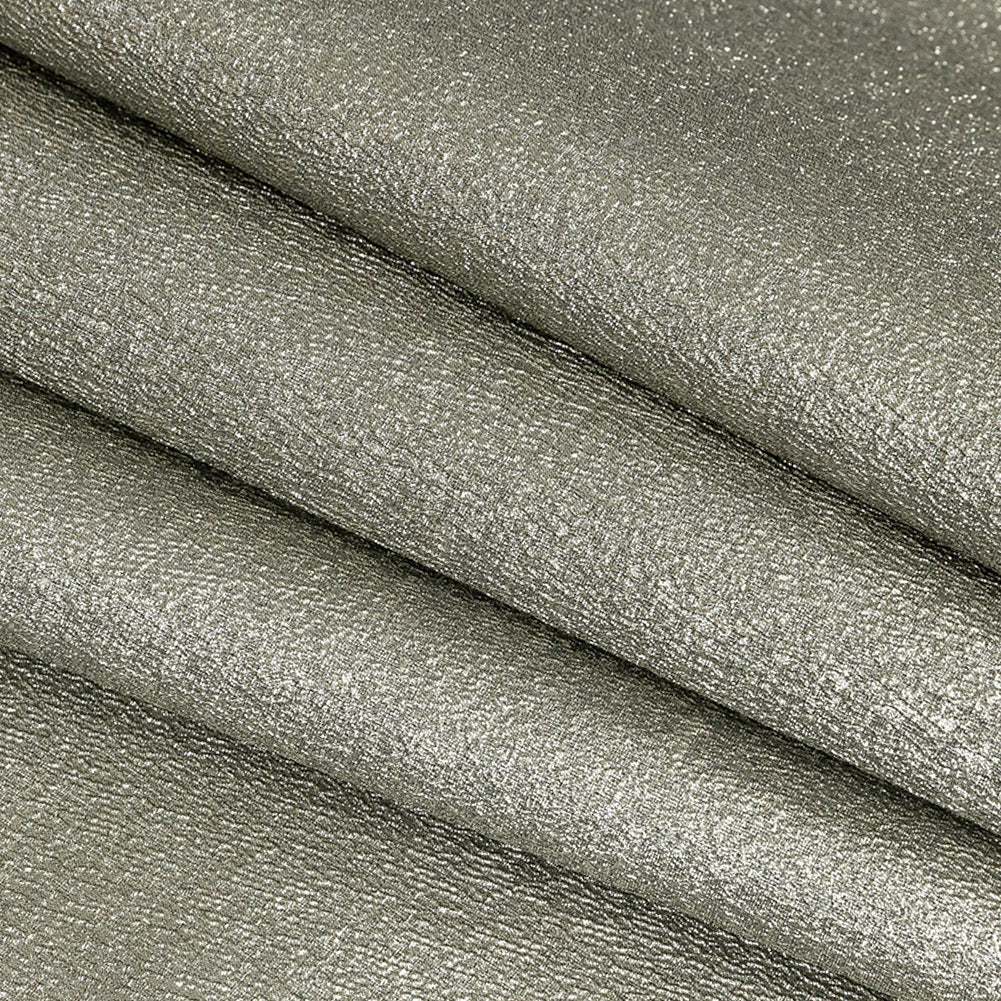 Metallic Pewter Crackle Luxury Brocade Detail