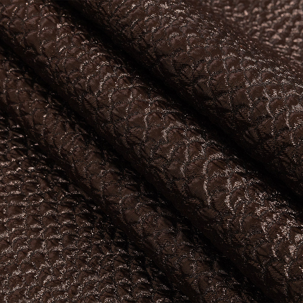 Metallic Fig Dimensional Scallops Brocade Detail