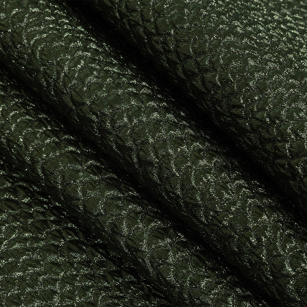 Metallic Green Dimensional Scallops Brocade Detail