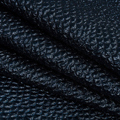Metallic Navy Dimensional Scallops Brocade Detail