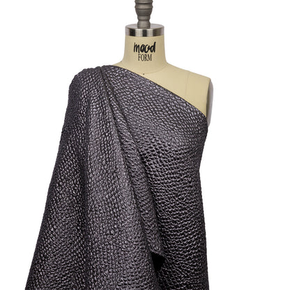 Metallic Gunmetal Dimensional Scallops Brocade Detail