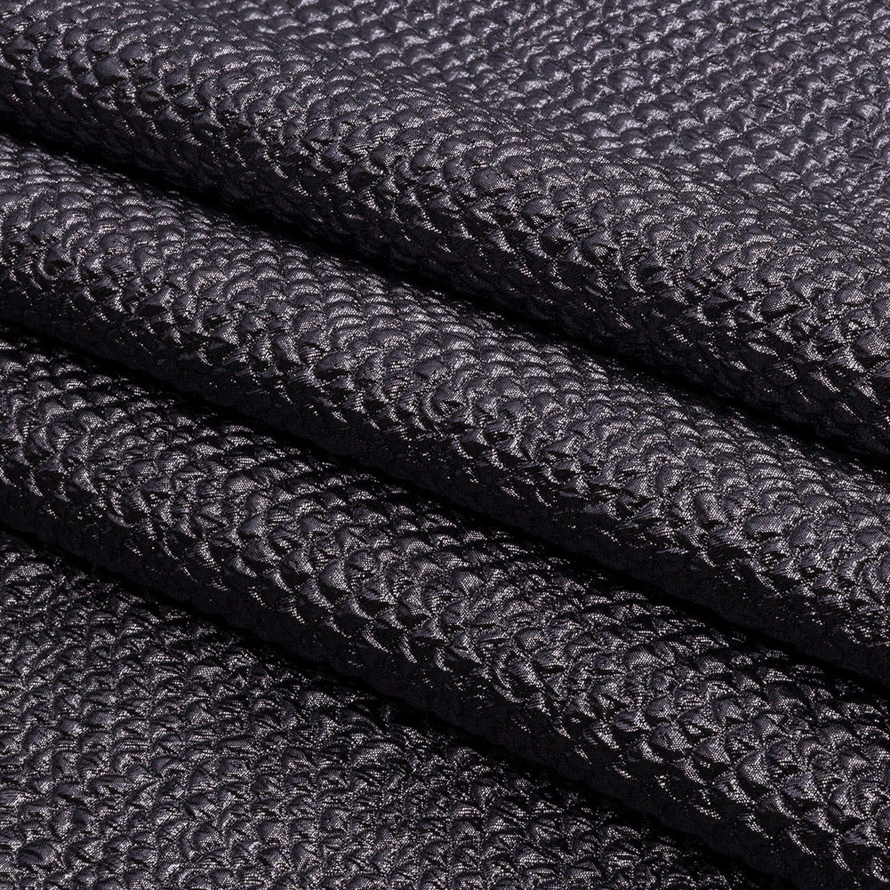 Metallic Gunmetal Dimensional Scallops Brocade Full
