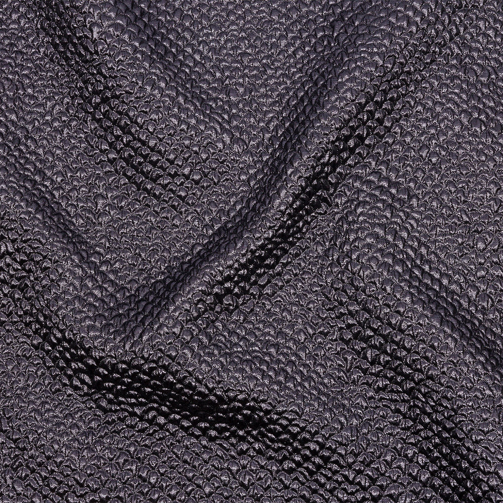 Metallic Gunmetal Dimensional Scallops Brocade