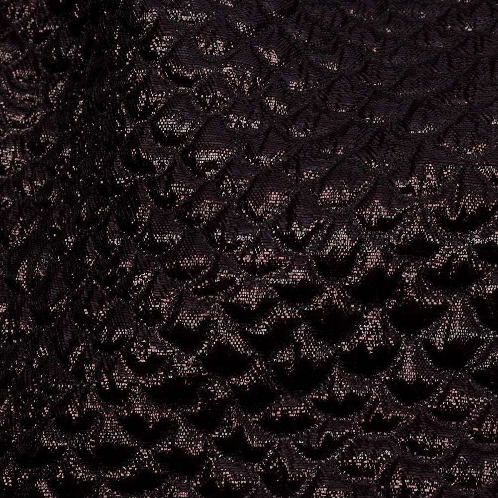 Metallic Dark Chocolate Dimensional Scallops Brocade Folded