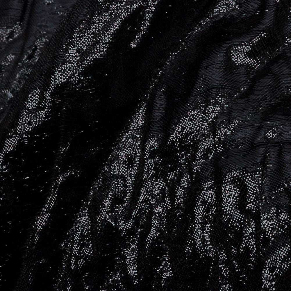 Metallic Black Rippling Luxury Brocade Folded