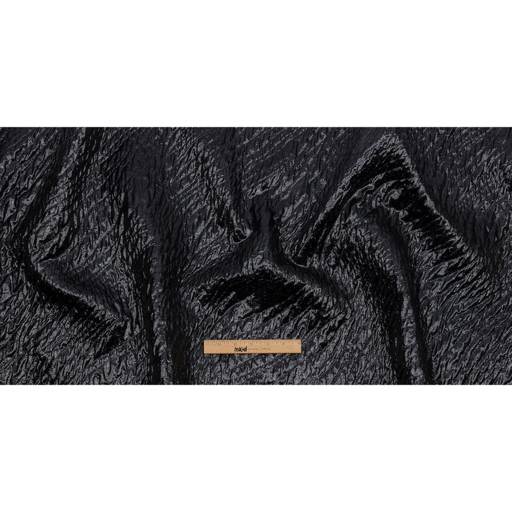 Metallic Black Rippling Luxury Brocade Drape