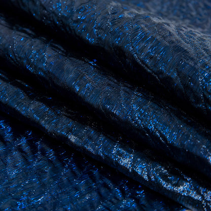 Metallic Royal Blue Rippling Luxury Brocade Detail
