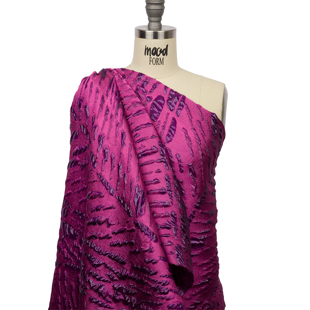 Metallic Magenta Abstract Luxury Brocade - Drape