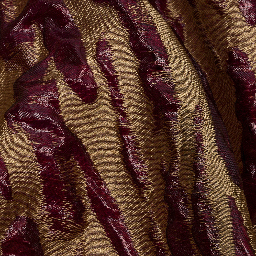 Metallic Wine and Gold Abstract Luxury Brocade - Detail