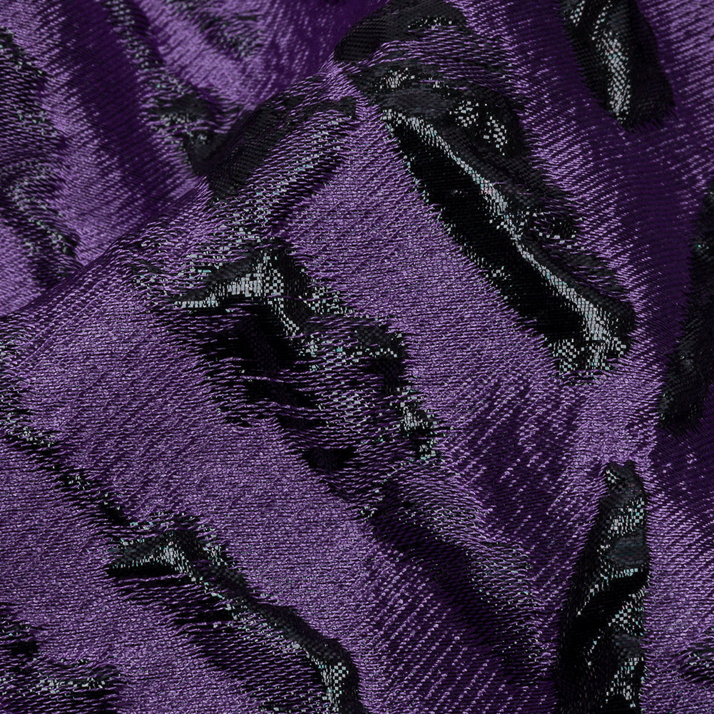 Metallic Purple and Black Abstract Luxury Brocade - Detail