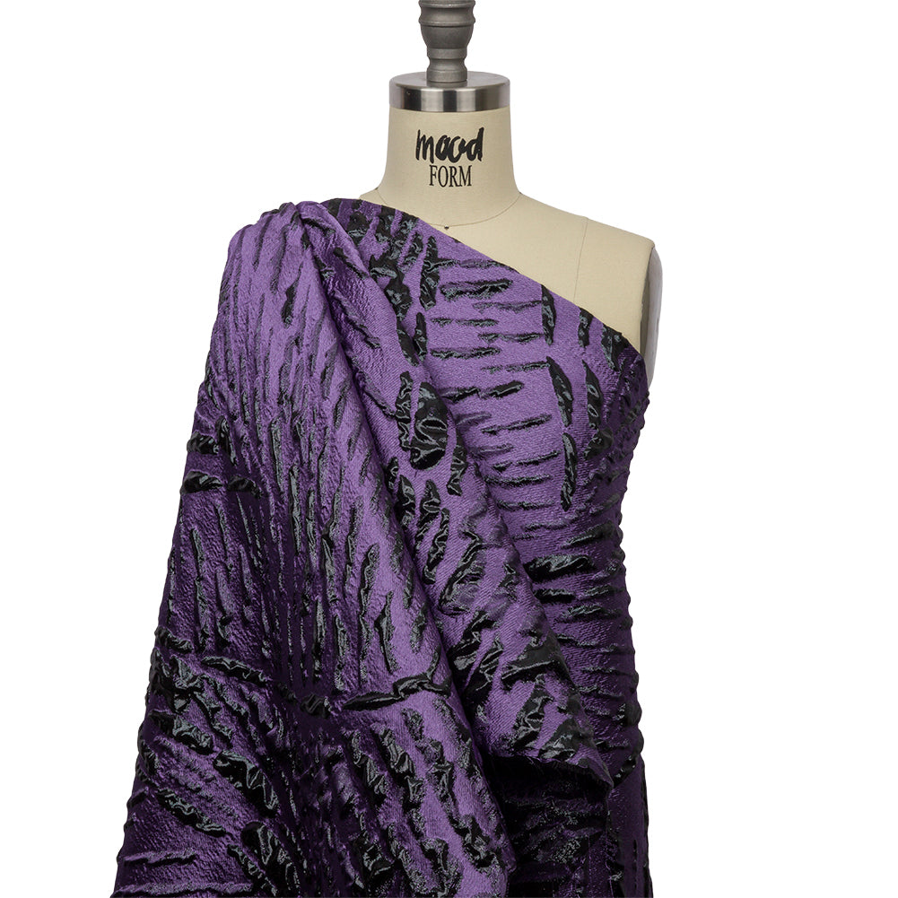 Metallic Purple and Black Abstract Luxury Brocade - Drape