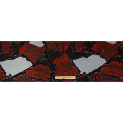 Metallic Black and Red Abstract Burnout Luxury Brocade
