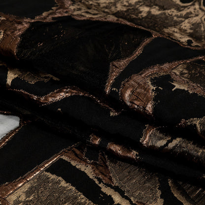 Metallic Two Penny and Black Abstract Burnout Luxury Brocade