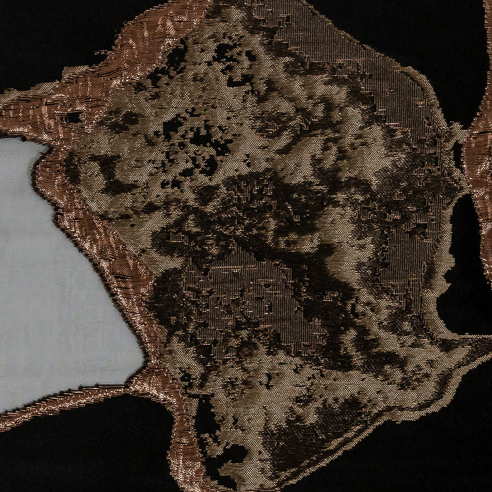 Metallic Two Penny and Black Abstract Burnout Luxury Brocade - Detail