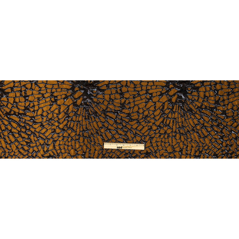 Metallic Rose Copper and Black Abstract Luxury Brocade - Full