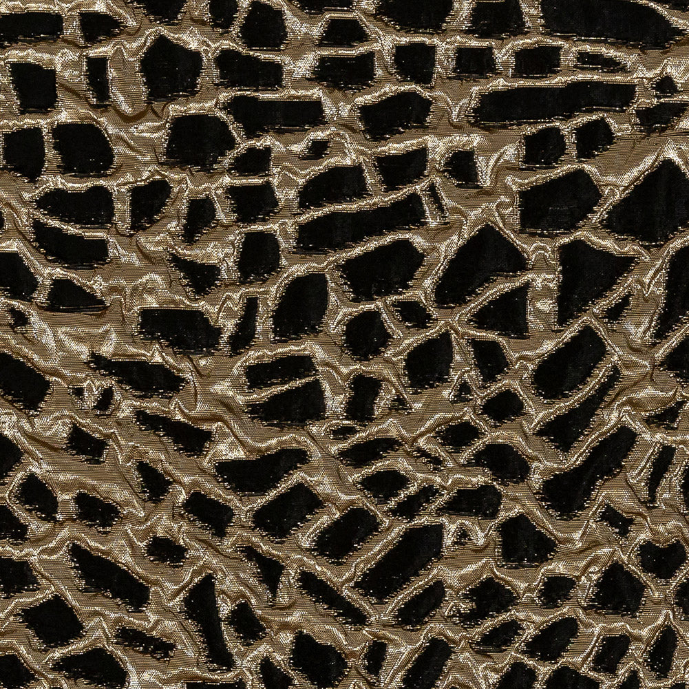 Metallic Black and Gold Abstract Luxury Brocade - Detail
