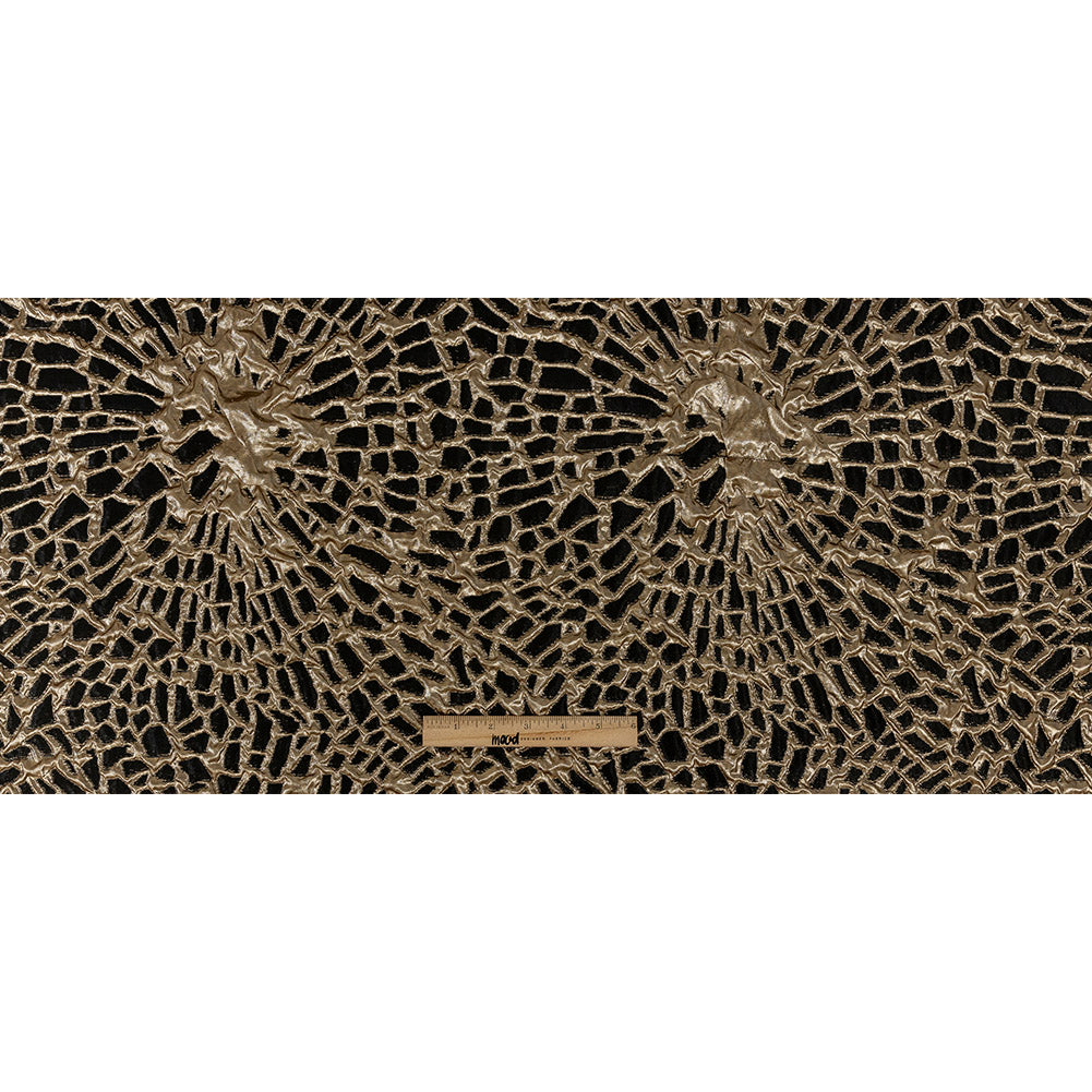 Metallic Black and Gold Abstract Luxury Brocade - Full