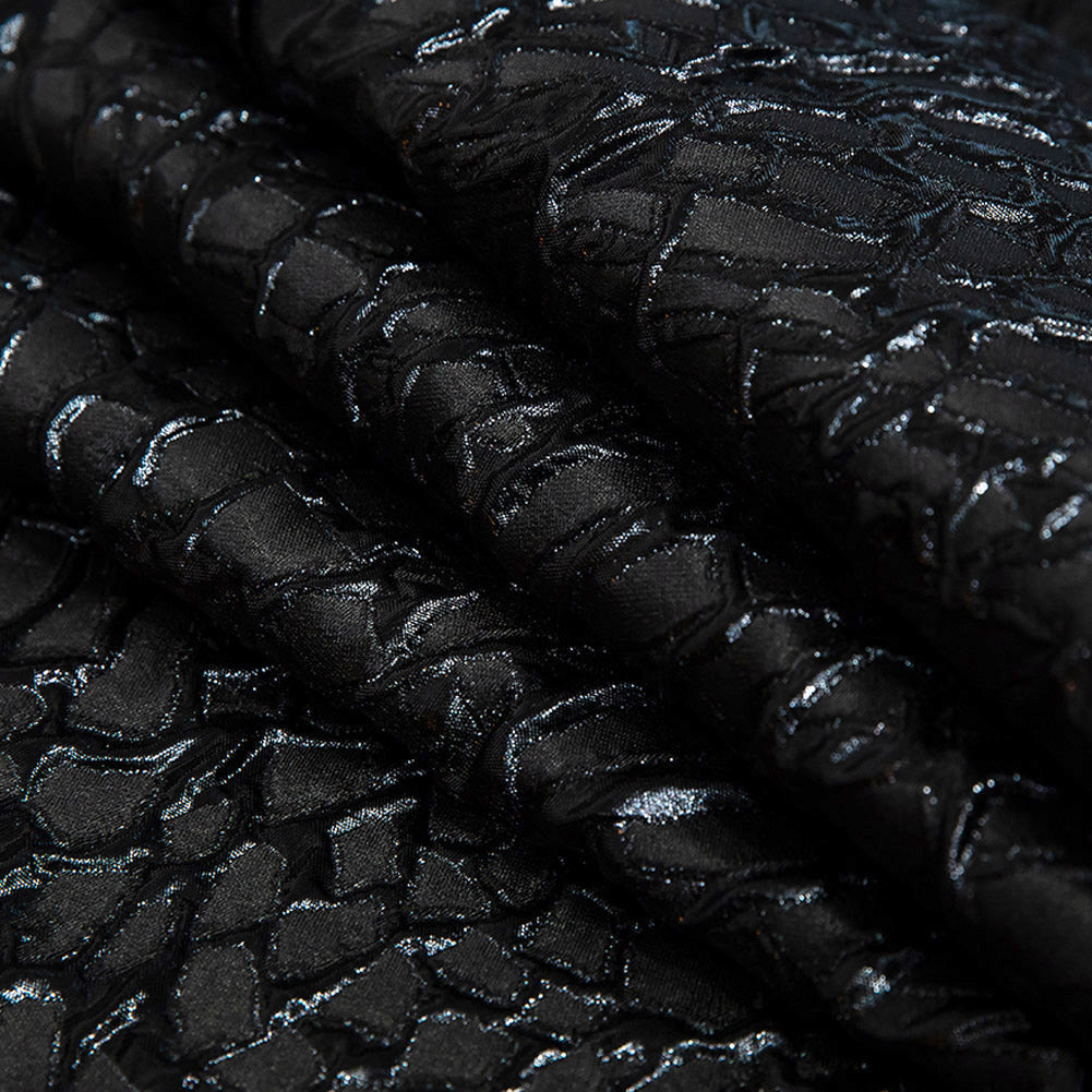 Metallic Black Abstract Luxury Brocade - Folded