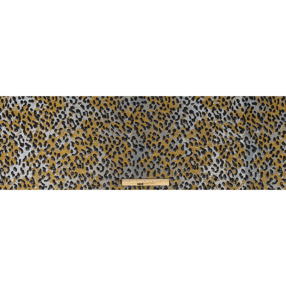 Metallic Black, Gold and Silver Leopard Patterned Luxury Brocade - Full
