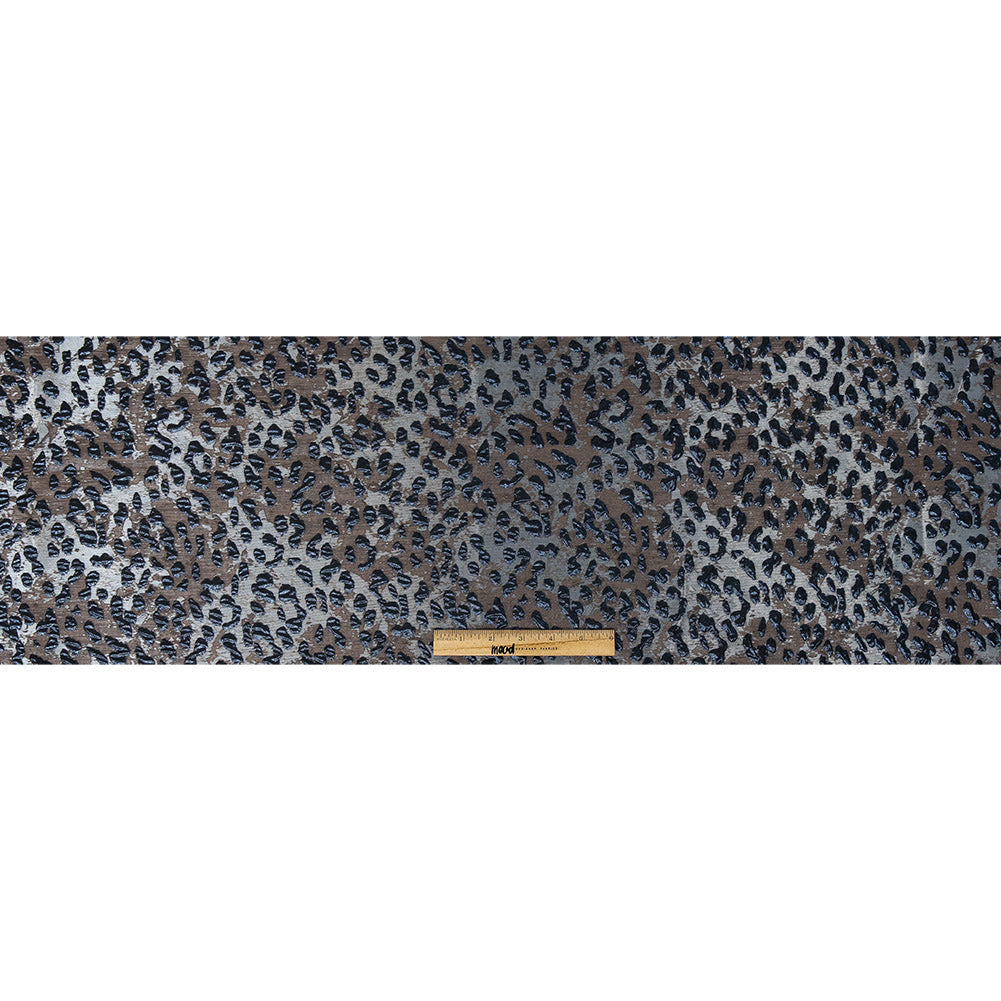 Metallic Navy and Gunmetal Leopard Patterned Luxury Brocade - Full