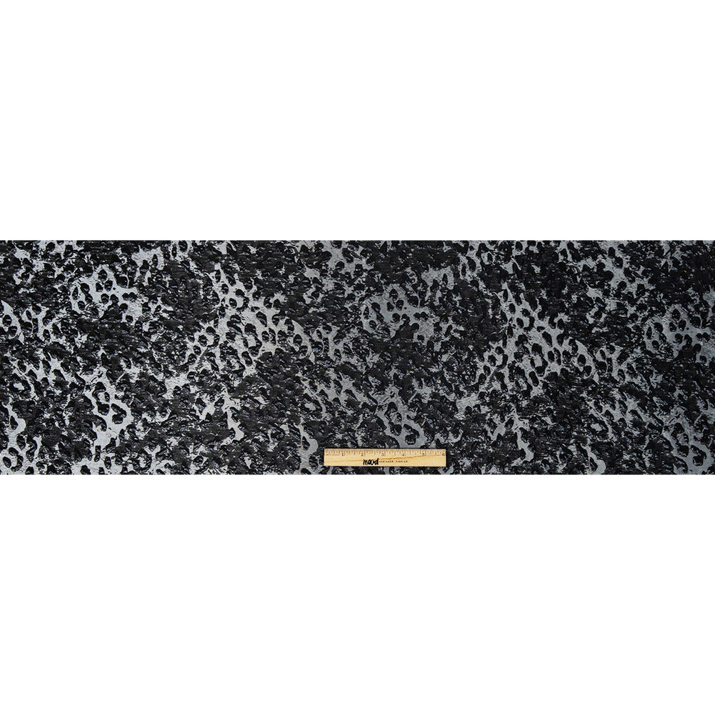 Metallic After Dark and Silver Leopard Patterned Luxury Brocade - Full
