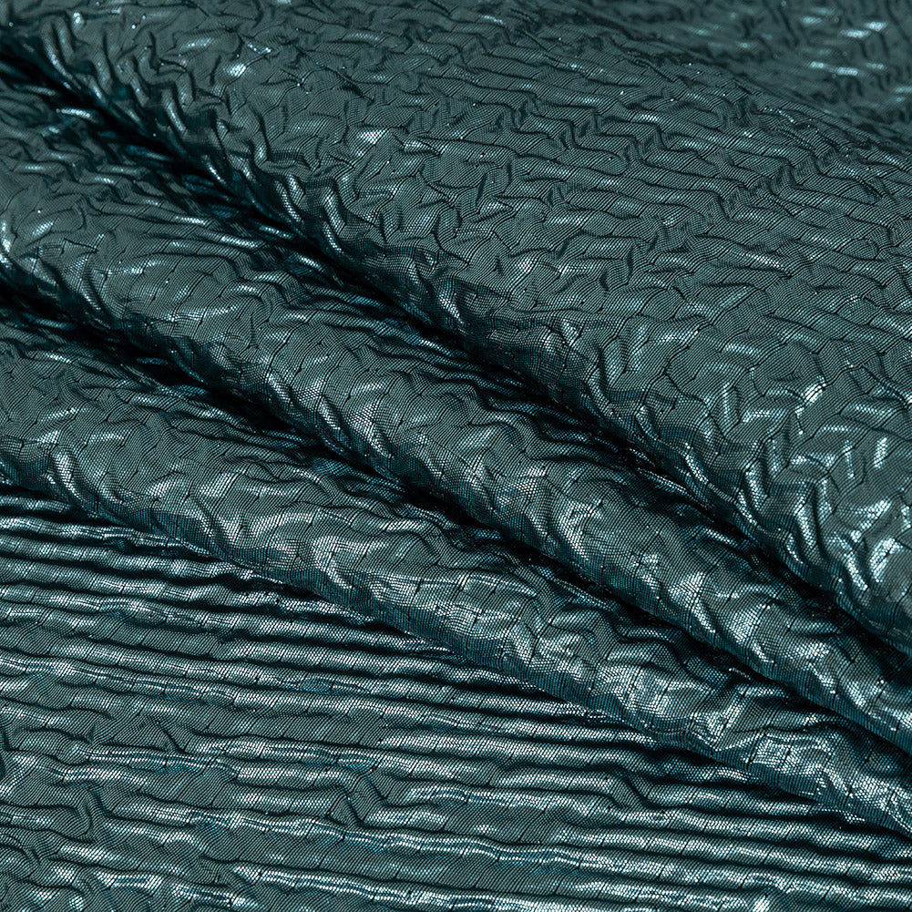 Capella Metallic Space Cadet Wavy Luxury Brocade - Folded