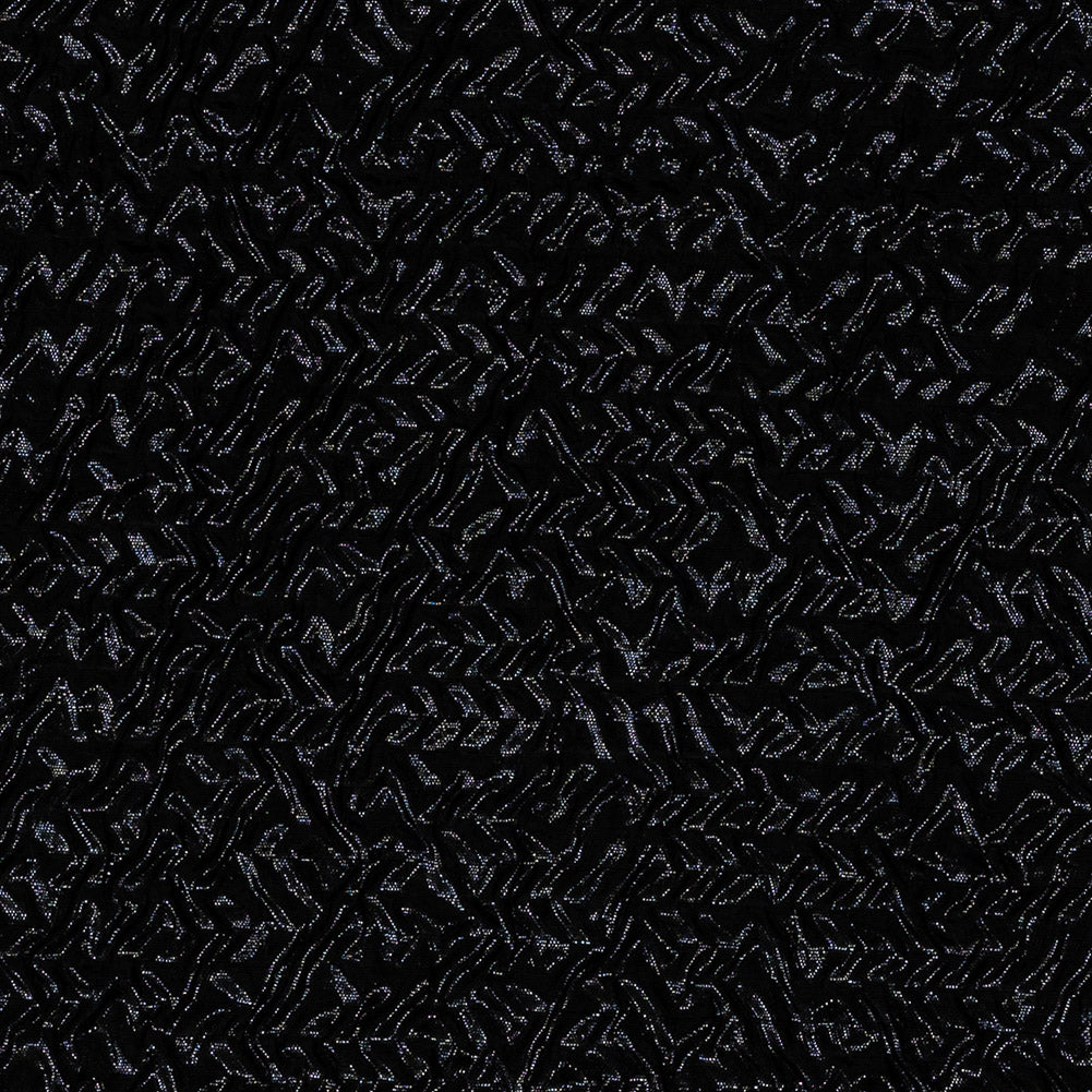 Capella Metallic Black Wavy Luxury Brocade - Detail