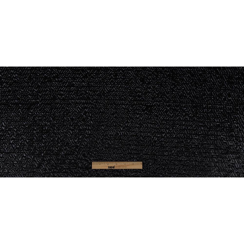 Capella Metallic Black Wavy Luxury Brocade - Full