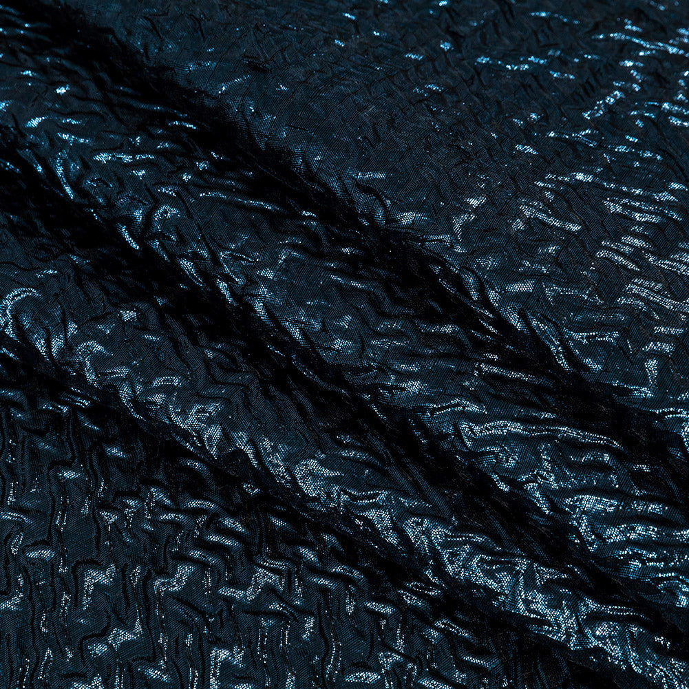 Capella Metallic Navy Wavy Luxury Brocade - Folded