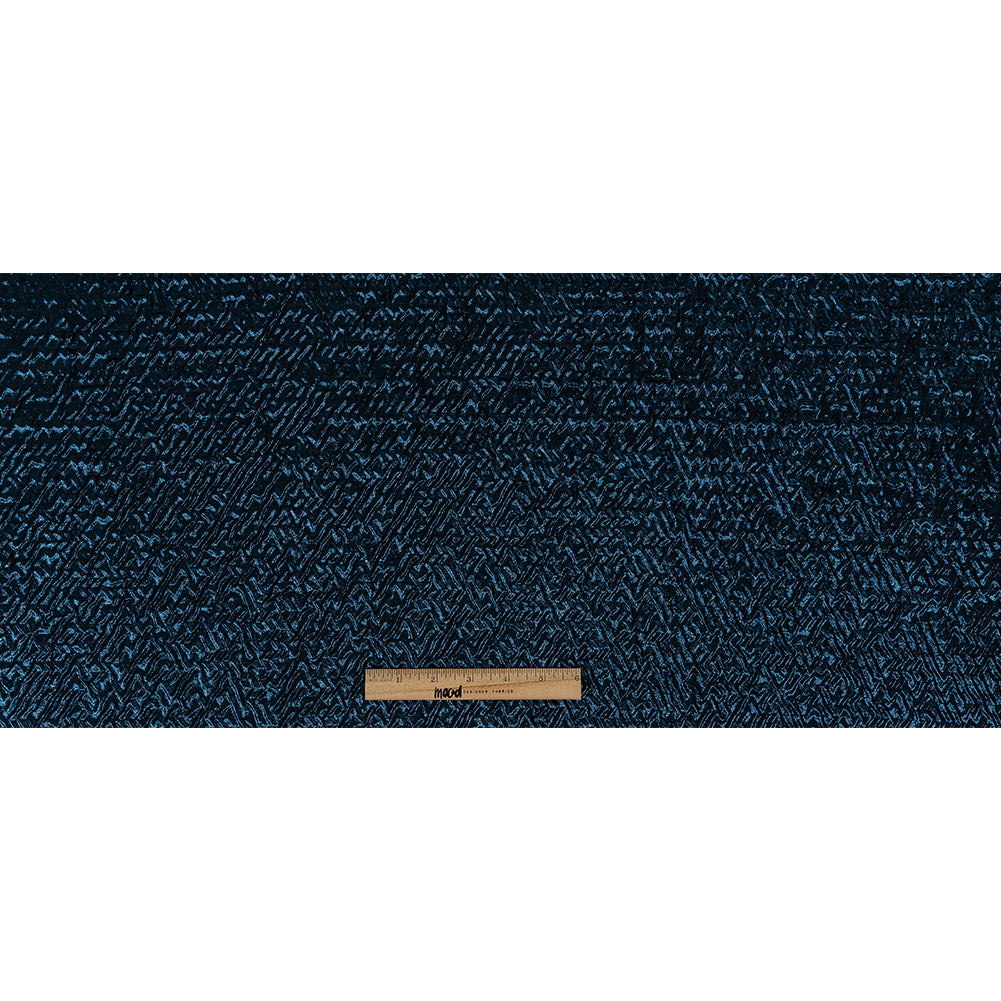 Capella Metallic Navy Wavy Luxury Brocade - Full