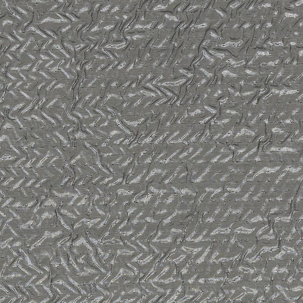 Capella Metallic Silver Wavy Luxury Brocade - Detail