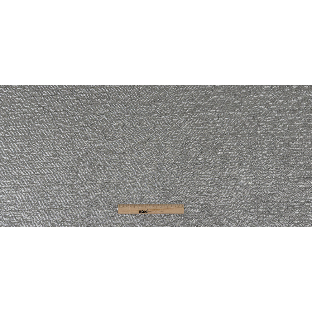 Capella Metallic Silver Wavy Luxury Brocade Folded