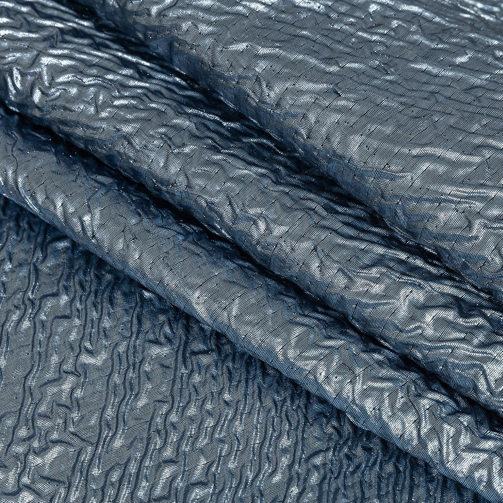 Capella Metallic Sky Blue Wavy Luxury Brocade - Folded
