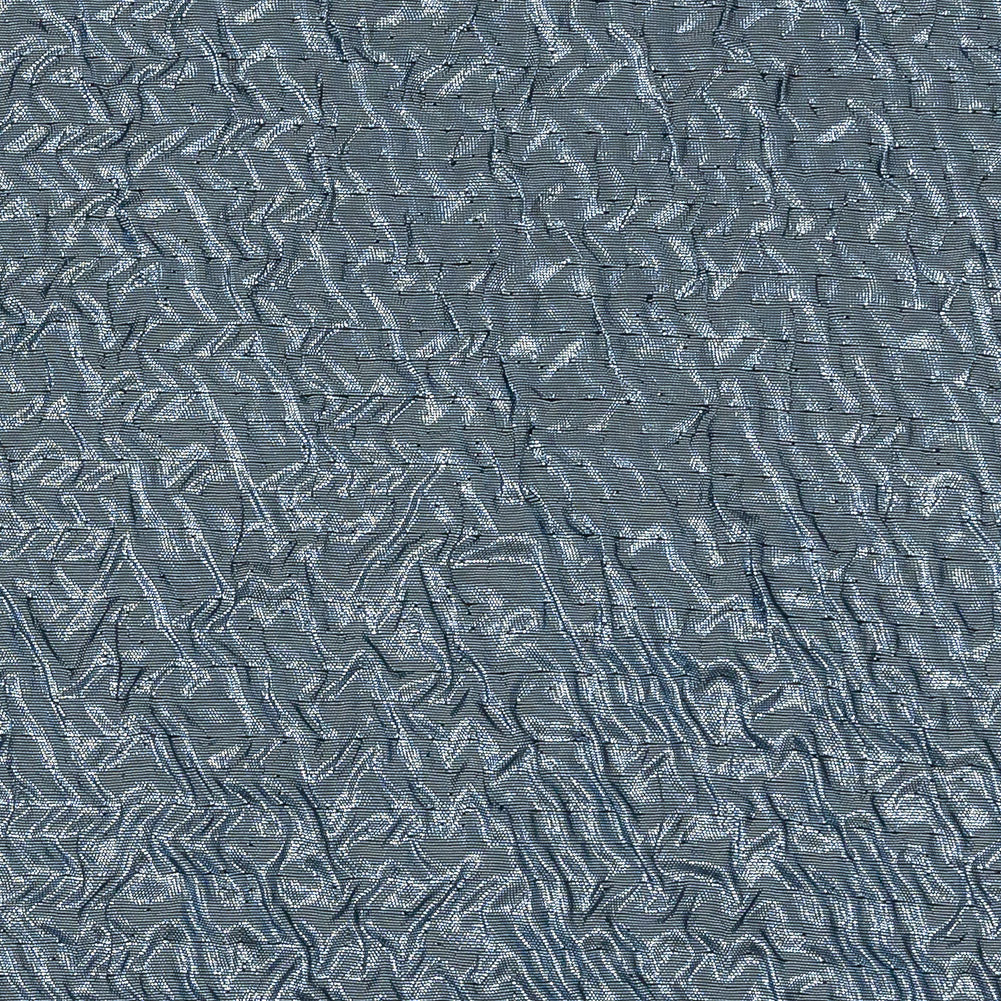 Capella Metallic Sky Blue Wavy Luxury Brocade - Detail