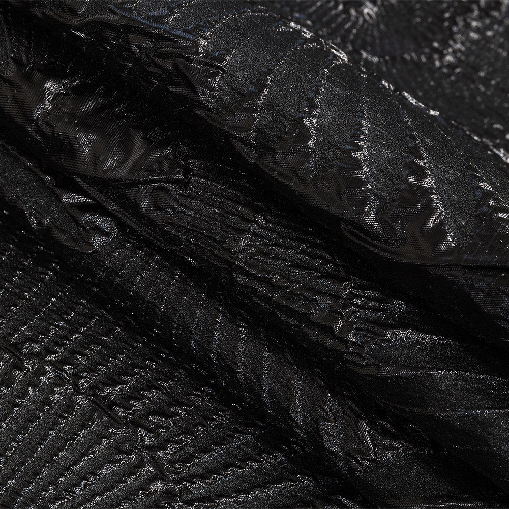 Metallic Black Abstract Luxury Brocade - Folded