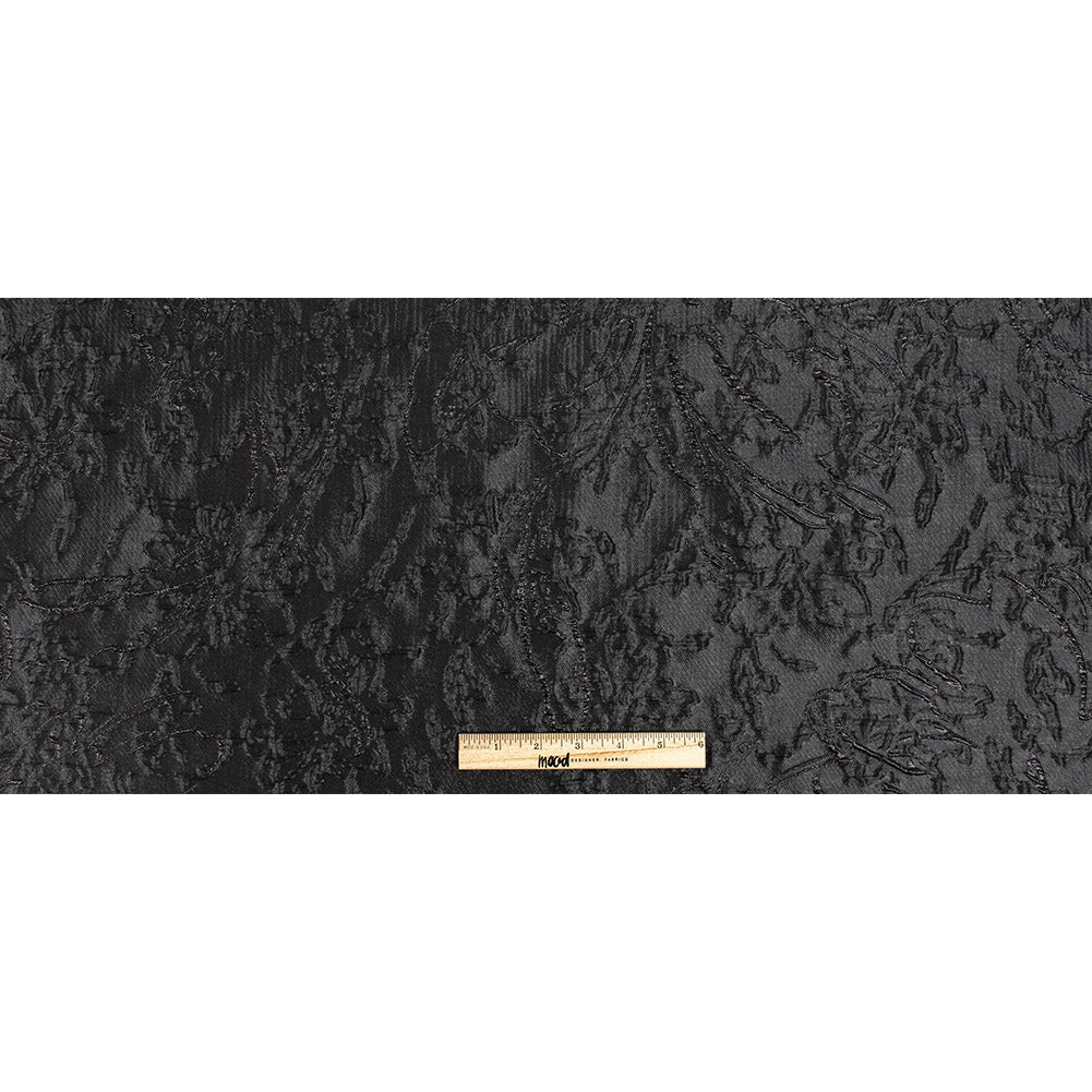 Metallic Black Floral Silhouettes Luxury Brocade - Full
