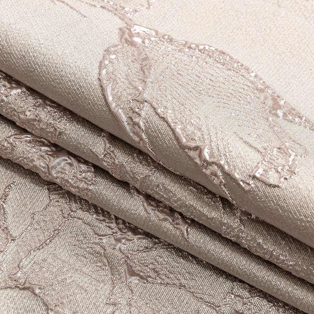 Metallic Dusty Rose Floral Luxury Brocade - Folded