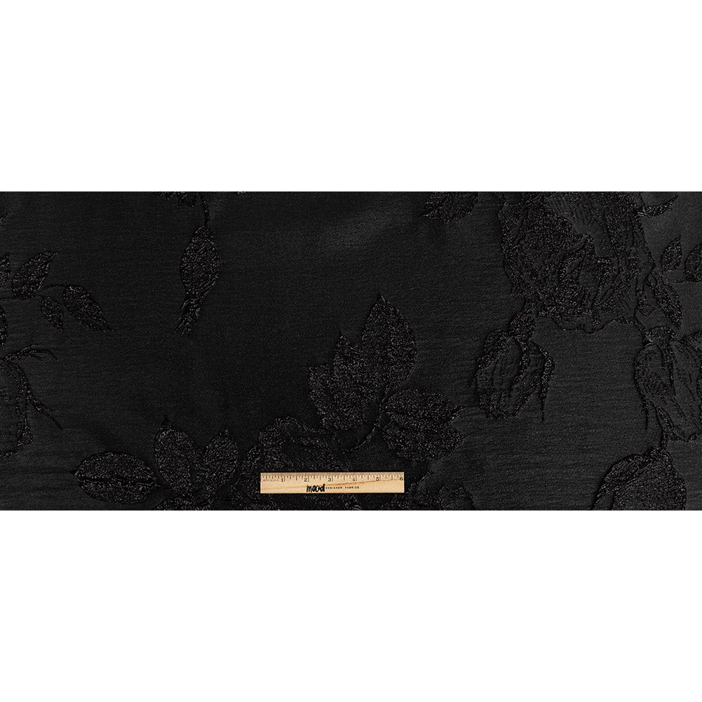 Metallic Black Floral Luxury Brocade Folded