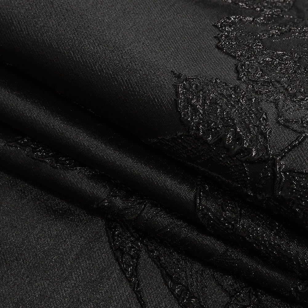 Metallic Black Floral Luxury Brocade Detail