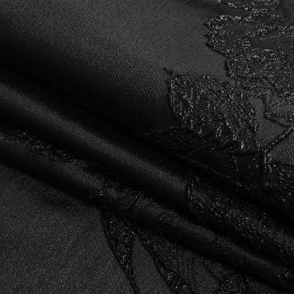 Metallic Black Floral Luxury Brocade Detail