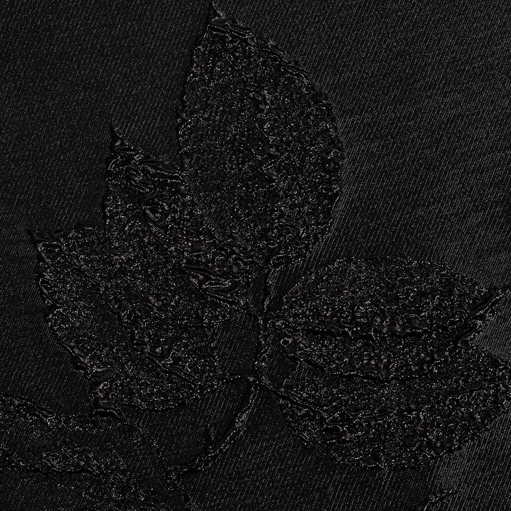 Metallic Black Floral Luxury Brocade Full