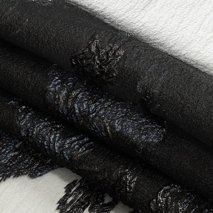 Metallic Black Abstract Luxury Burnout Brocade