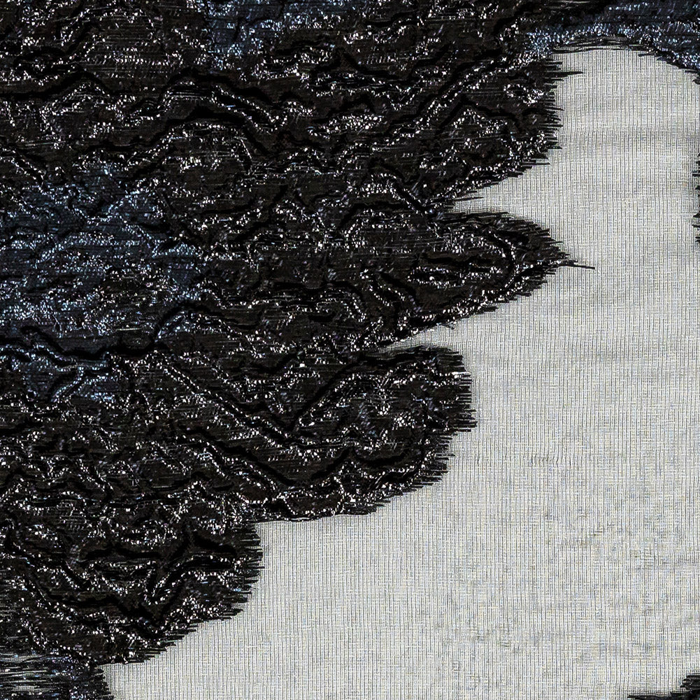 Metallic Black Abstract Luxury Burnout Brocade - Detail