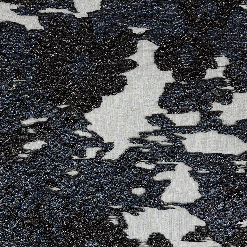 Metallic Black Abstract Luxury Burnout Brocade