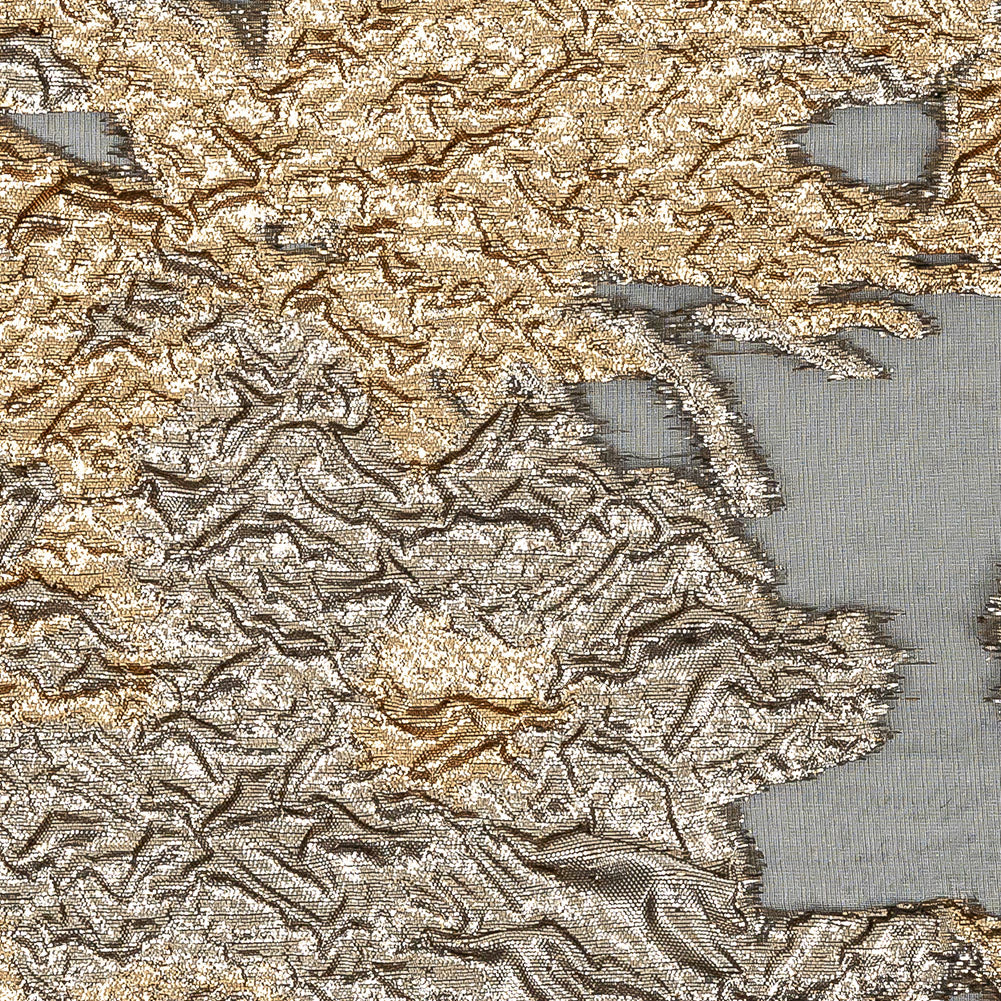 Metallic Gold and Black Abstract Luxury Burnout Brocade - Detail