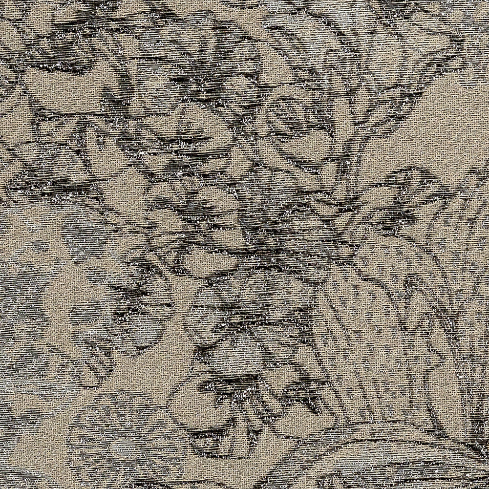 Metallic Gunmetal and Taupe Floral Luxury Brocade - Detail